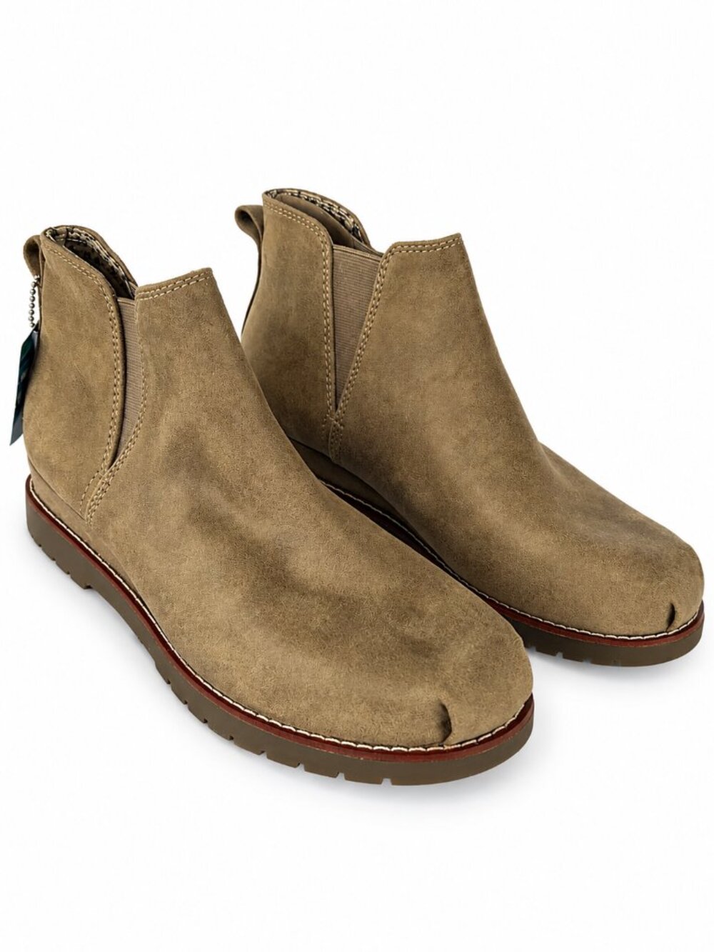 Skechers BOBS Women's Taupe Ankle Booties Cottagecore Size 7.5 Pull-On Lug Sole